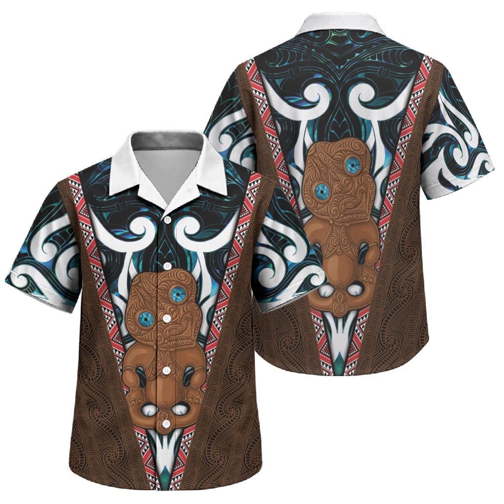 New Zealand Whakairo Family Matching Summer Maxi Dress and Hawaiian Shirt Tiki Maori Carving Taniko Motifs LT14 Son's Shirt Multicolor - Polynesian Pride