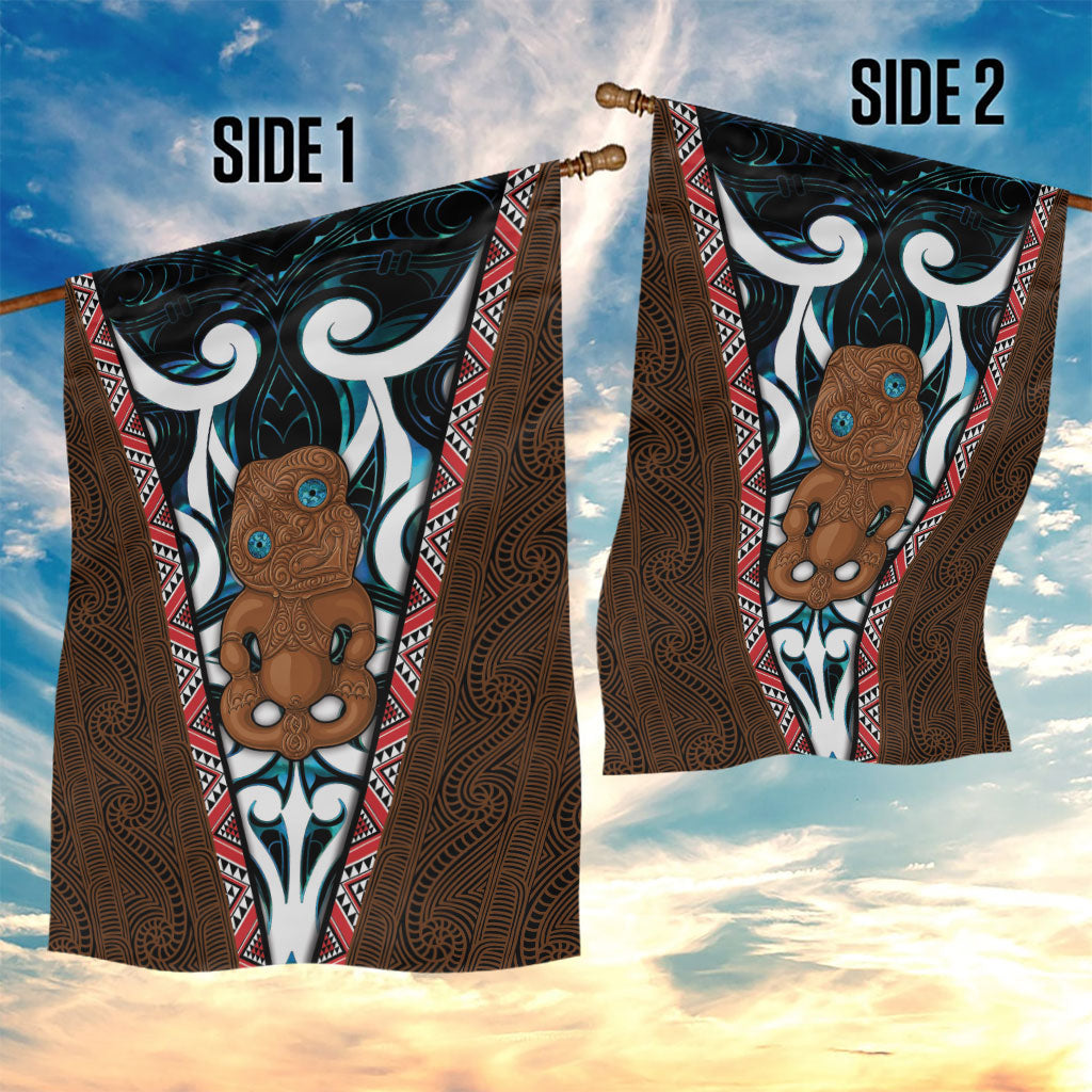 New Zealand Whakairo Garden Flag Tiki Maori Carving Taniko Motifs LT14 - Polynesian Pride
