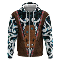 New Zealand Whakairo Hoodie Tiki Maori Carving Taniko Motifs LT14 Zip Hoodie Multicolor - Polynesian Pride