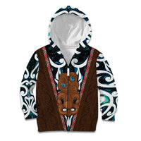 New Zealand Whakairo Kid Hoodie Tiki Maori Carving Taniko Motifs LT14 Zip Hoodie Multicolor - Polynesian Pride