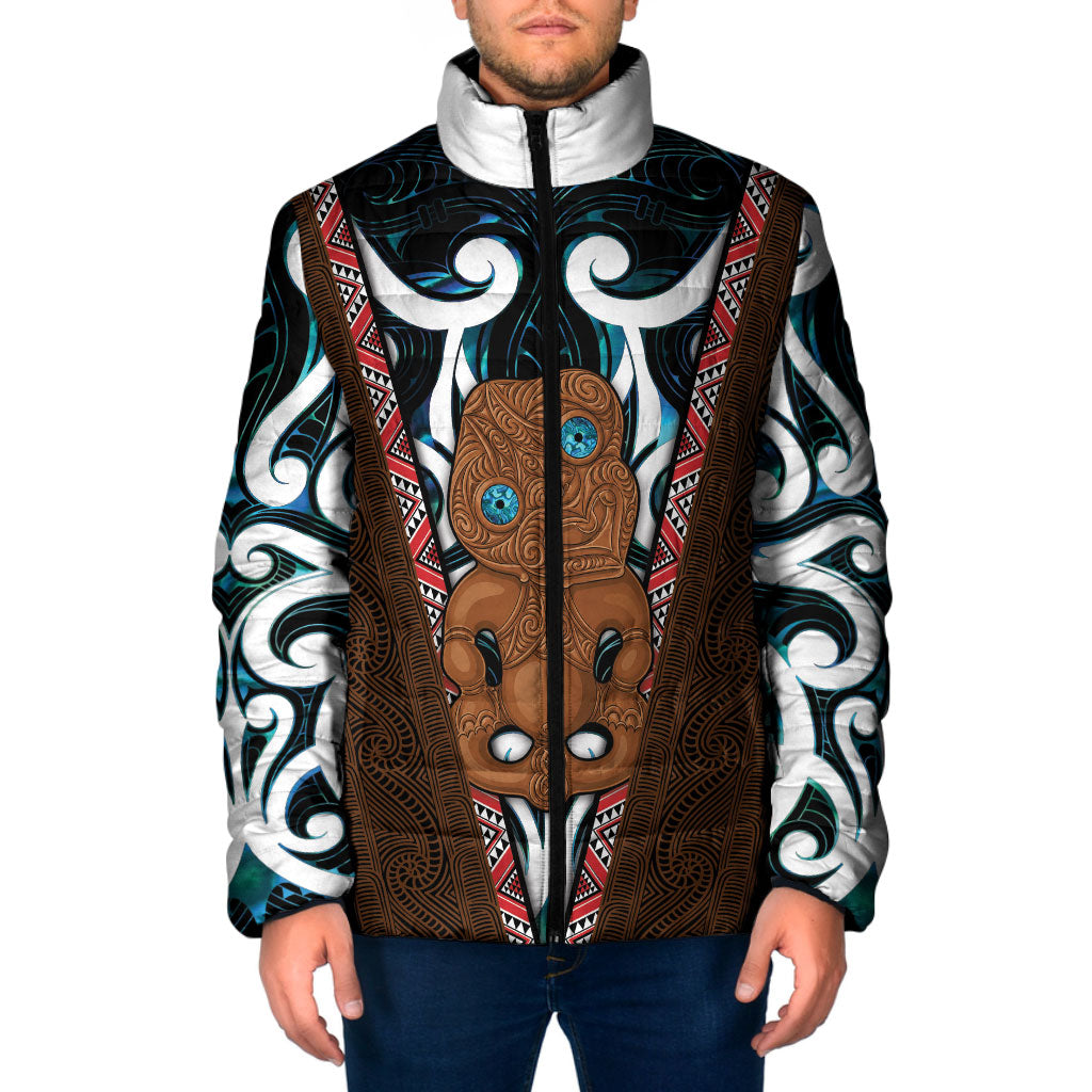 New Zealand Whakairo Padded Jacket Tiki Maori Carving Taniko Motifs LT14 Men Multicolor - Polynesian Pride