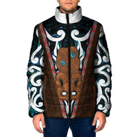 New Zealand Whakairo Padded Jacket Tiki Maori Carving Taniko Motifs LT14 Men Multicolor - Polynesian Pride
