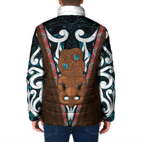 New Zealand Whakairo Padded Jacket Tiki Maori Carving Taniko Motifs LT14 - Polynesian Pride