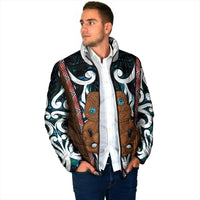 New Zealand Whakairo Padded Jacket Tiki Maori Carving Taniko Motifs LT14 - Polynesian Pride
