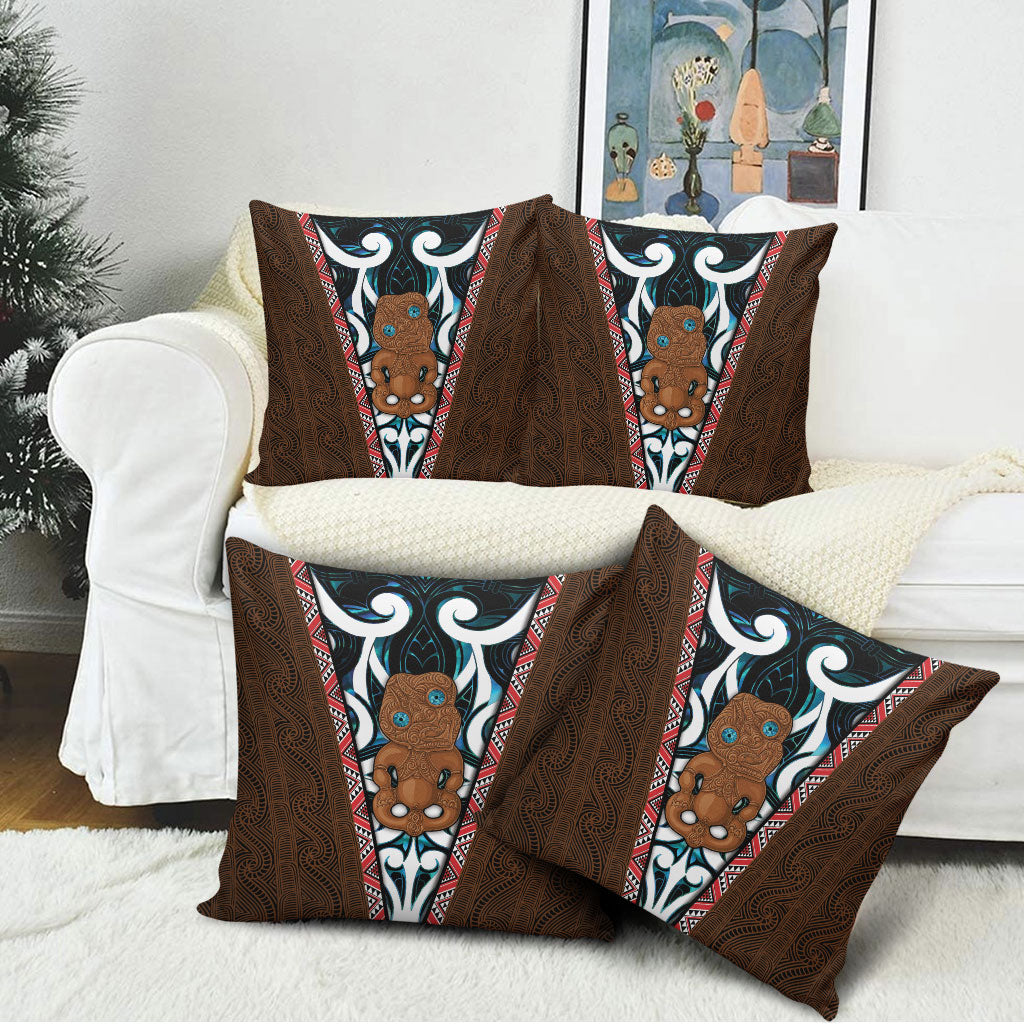 New Zealand Whakairo Pillow Cover Tiki Maori Carving Taniko Motifs LT14 - Polynesian Pride