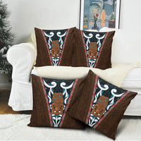 New Zealand Whakairo Pillow Cover Tiki Maori Carving Taniko Motifs LT14 - Polynesian Pride