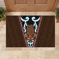 New Zealand Whakairo Rubber Doormat Tiki Maori Carving Taniko Motifs LT14 Multicolor - Polynesian Pride