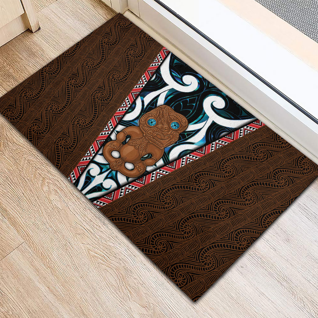 New Zealand Whakairo Rubber Doormat Tiki Maori Carving Taniko Motifs LT14 - Polynesian Pride