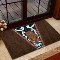 New Zealand Whakairo Rubber Doormat Tiki Maori Carving Taniko Motifs LT14 - Polynesian Pride