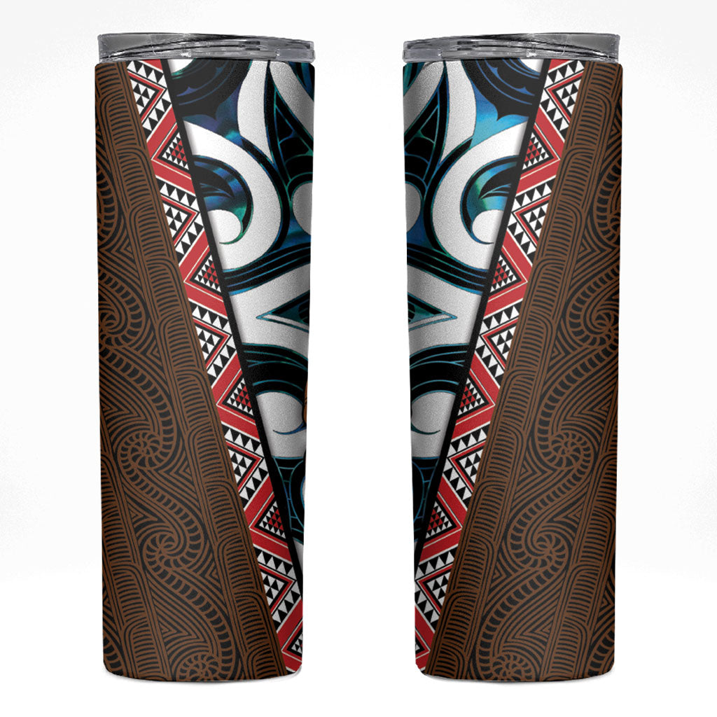 New Zealand Whakairo Skinny Tumbler Tiki Maori Carving Taniko Motifs LT14 Multicolor - Polynesian Pride