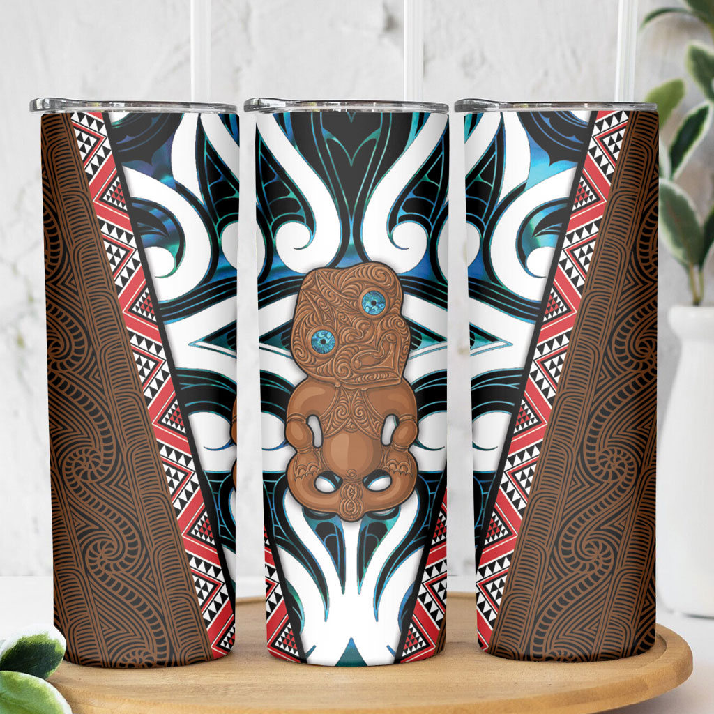 New Zealand Whakairo Skinny Tumbler Tiki Maori Carving Taniko Motifs LT14 - Polynesian Pride