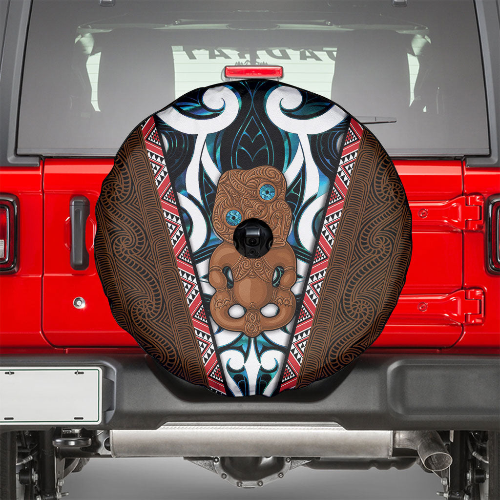New Zealand Whakairo Spare Tire Cover Tiki Maori Carving Taniko Motifs LT14 - Polynesian Pride
