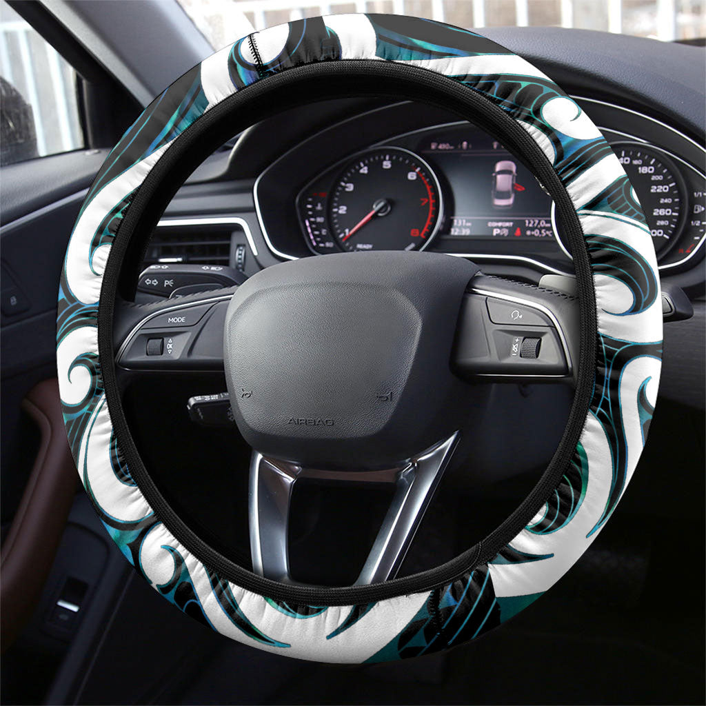 New Zealand Whakairo Steering Wheel Cover Tiki Maori Carving Taniko Motifs LT14 - Polynesian Pride