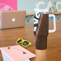 New Zealand Whakairo Tumbler With Handle Tiki Maori Carving Taniko Motifs LT14 - Polynesian Pride