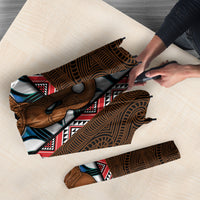 New Zealand Whakairo Umbrella Tiki Maori Carving Taniko Motifs LT14 - Polynesian Pride