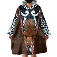 New Zealand Whakairo Wearable Blanket Hoodie Tiki Maori Carving Taniko Motifs LT14 - Polynesian Pride