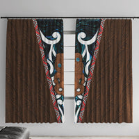 New Zealand Whakairo Window Curtain Tiki Maori Carving Taniko Motifs LT14 With Hooks Multicolor - Polynesian Pride