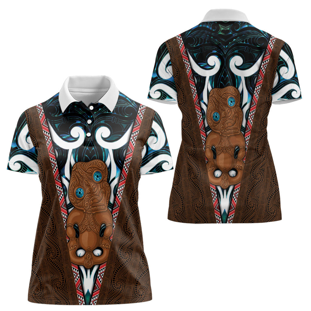 New Zealand Whakairo Women Polo Shirt Tiki Maori Carving Taniko Motifs LT14 - Polynesian Pride