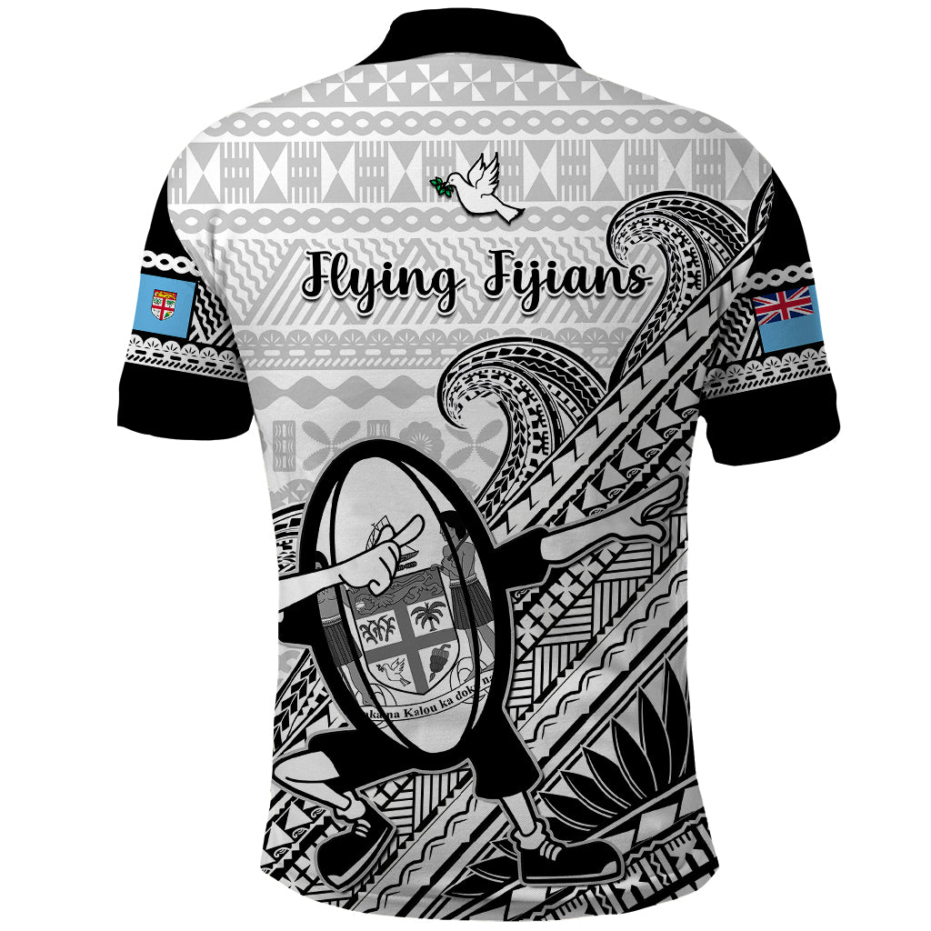 Fiji Tapa Rugby Polo Shirt Flying Fijian 2023 World Cup With Dabbing Ball LT14 - Polynesian Pride