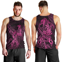 Polynesia Breast Cancer Awareness Men Tank Top No One Fights Alone Pink Ribbon With Butterfly LT14 - Polynesian Pride