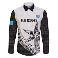 Custom Fiji Rugby Family Matching Tank Maxi Dress and Hawaiian Shirt Go Champions Fijian Tapa Cloth LT14 Dad's Shirt - Long Sleeve White - Polynesian Pride