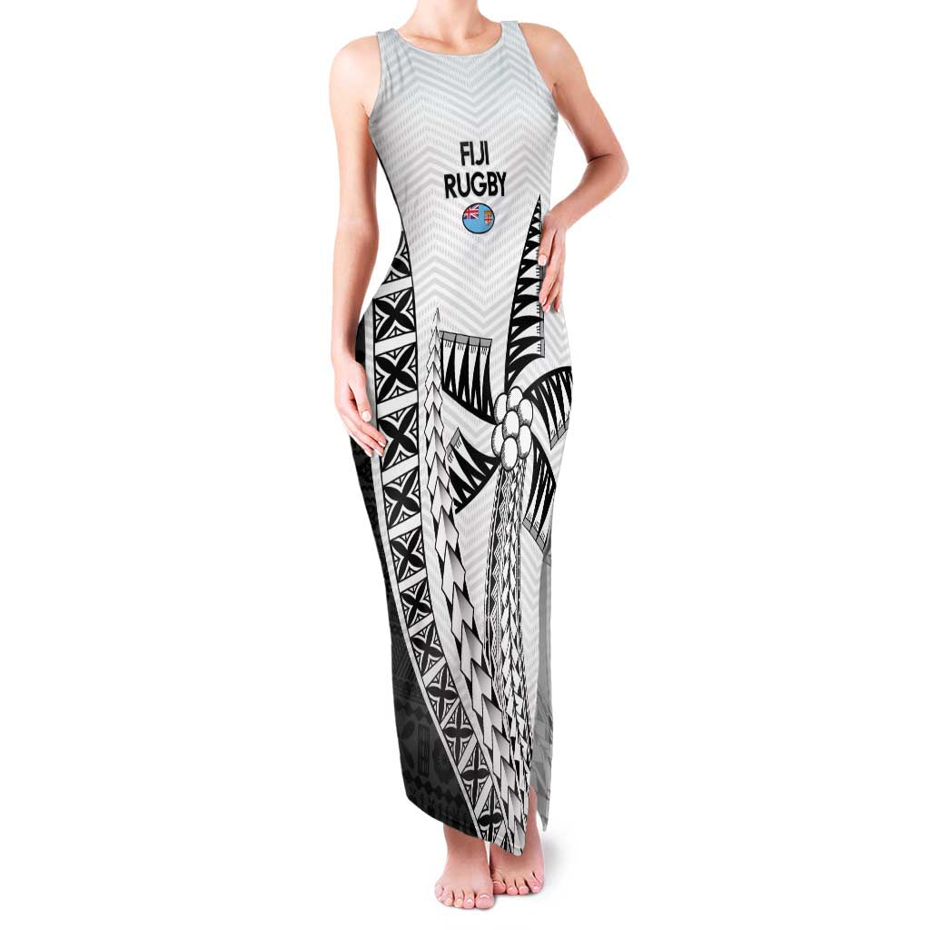 Custom Fiji Rugby Family Matching Tank Maxi Dress and Hawaiian Shirt Go Champions Fijian Tapa Cloth LT14 Mom's Dress White - Polynesian Pride