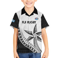 Custom Fiji Rugby Family Matching Tank Maxi Dress and Hawaiian Shirt Go Champions Fijian Tapa Cloth LT14 Son's Shirt White - Polynesian Pride