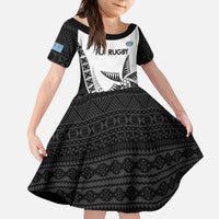 Custom Fiji Rugby Kid Short Sleeve Dress Go Champions Fijian Tapa Cloth LT14 KID White - Polynesian Pride