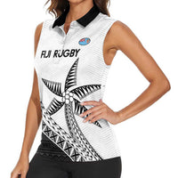 Custom Fiji Rugby Women Sleeveless Polo Shirt Go Champions Fijian Tapa Cloth