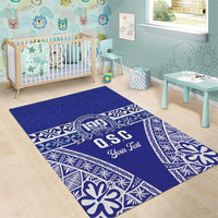 Personalised Queen Salote College Area Rug Kolisi Fefine 100th Anniversary Kupesi Blue - Polynesian Pride