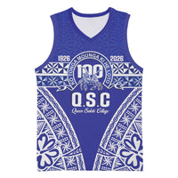 Personalised Queen Salote College Basketball Jersey Kolisi Fefine 100th Anniversary Kupesi Blue - Polynesian Pride