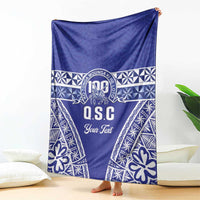 Personalised Queen Salote College Blanket Kolisi Fefine 100th Anniversary Kupesi Blue - Polynesian Pride