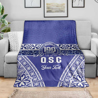 Personalised Queen Salote College Blanket Kolisi Fefine 100th Anniversary Kupesi Blue - Polynesian Pride