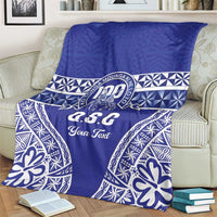 Personalised Queen Salote College Blanket Kolisi Fefine 100th Anniversary Kupesi Blue - Polynesian Pride