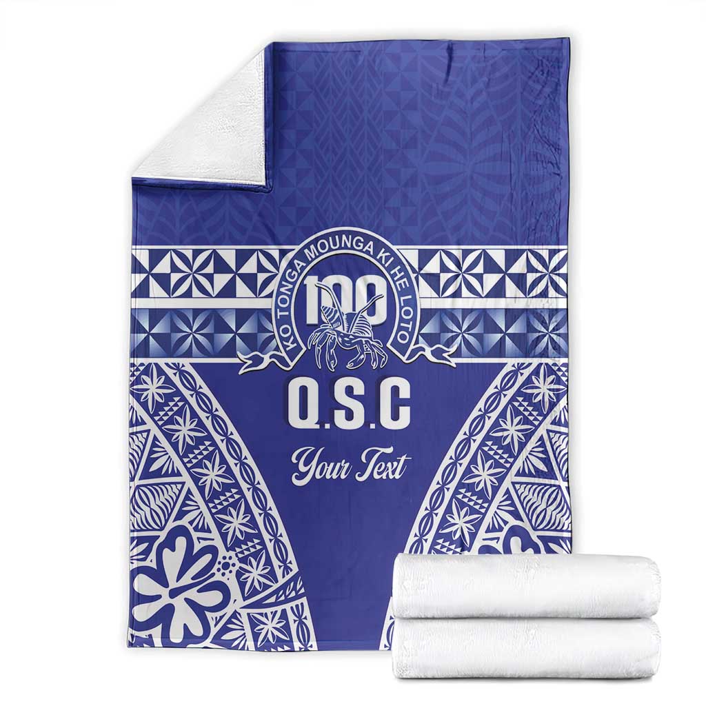 Personalised Queen Salote College Blanket Kolisi Fefine 100th Anniversary Kupesi Blue - Polynesian Pride