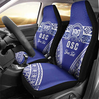 Personalised Queen Salote College Car Seat Cover Kolisi Fefine 100th Anniversary Kupesi Blue - Polynesian Pride