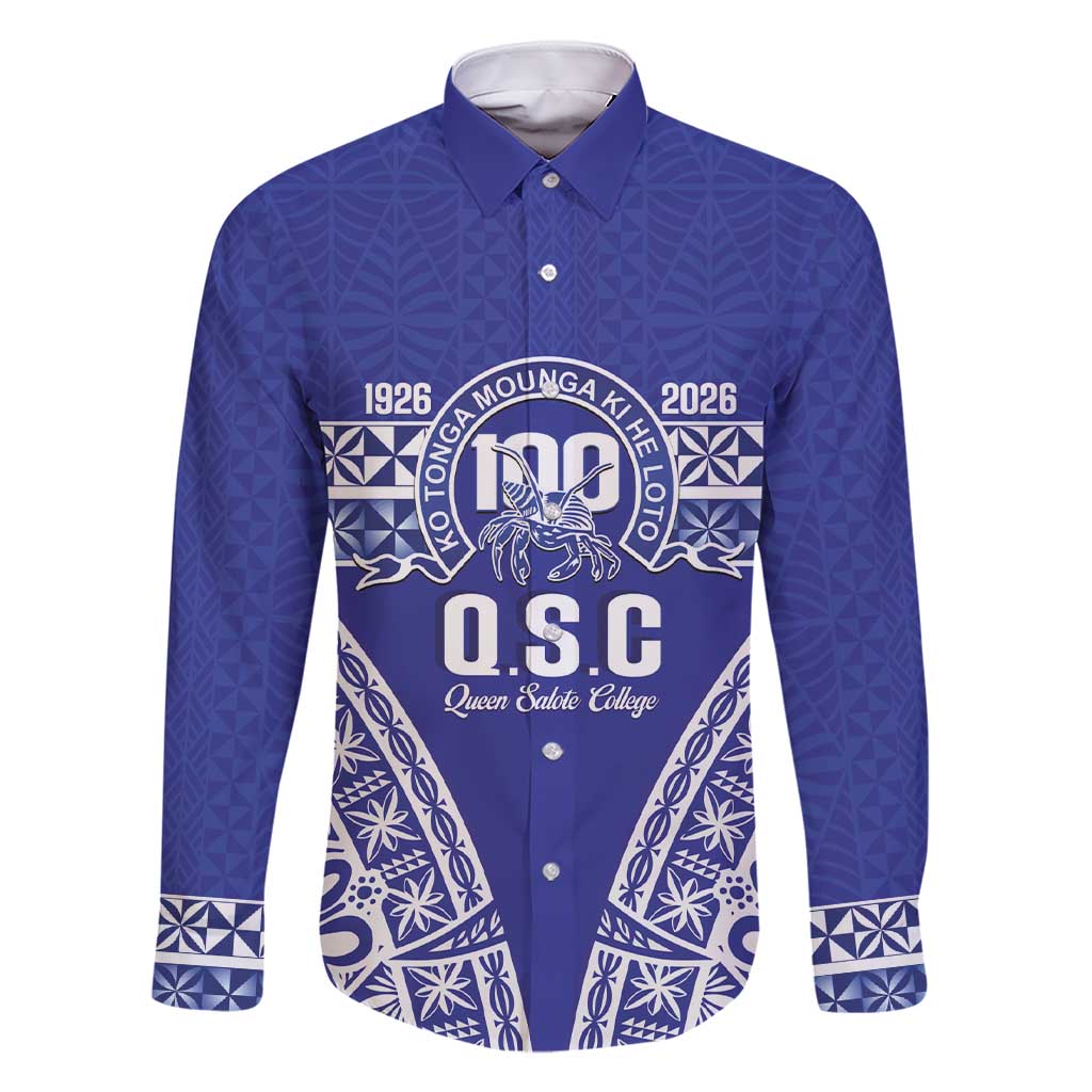 Personalised Queen Salote College Family Matching Short Sleeve Bodycon Dress and Hawaiian Shirt Kolisi Fefine 100th Anniversary Kupesi Blue - Polynesian Pride