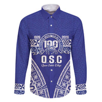 Personalised Queen Salote College Family Matching Short Sleeve Bodycon Dress and Hawaiian Shirt Kolisi Fefine 100th Anniversary Kupesi Blue - Polynesian Pride