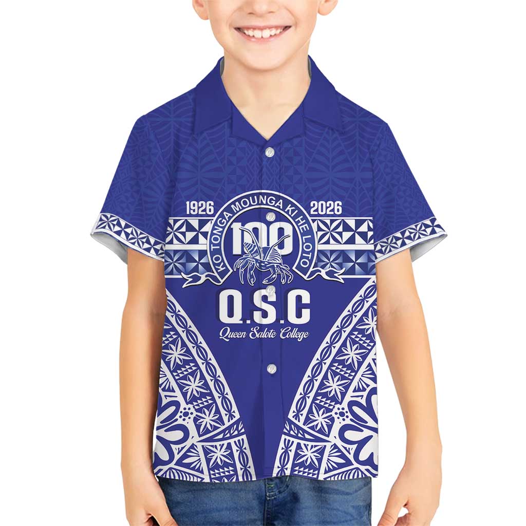 Personalised Queen Salote College Family Matching Summer Maxi Dress and Hawaiian Shirt Kolisi Fefine 100th Anniversary Kupesi Blue - Polynesian Pride