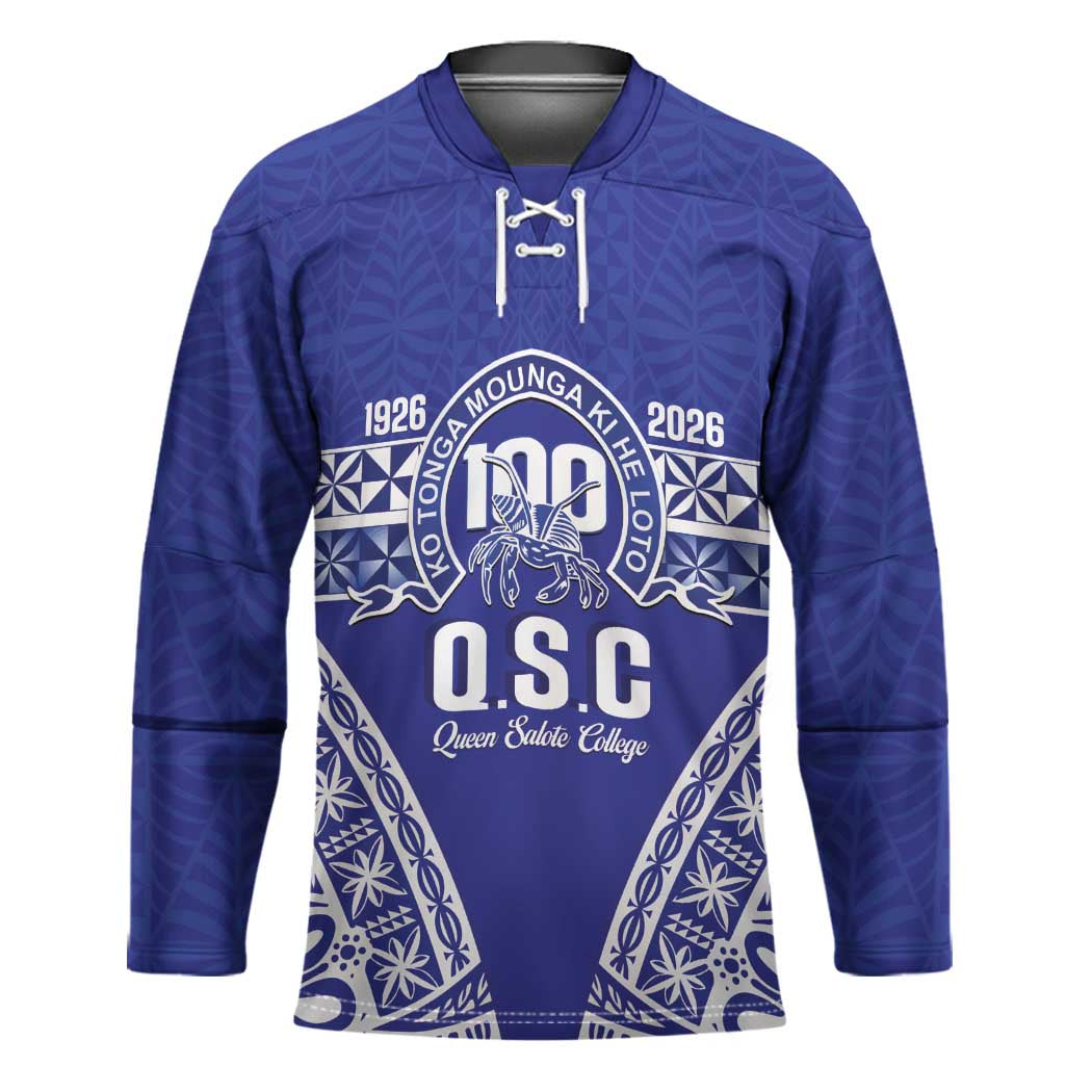 Personalised Queen Salote College Hockey Jersey Kolisi Fefine 100th Anniversary Kupesi Blue - Polynesian Pride