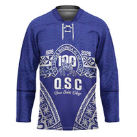 Personalised Queen Salote College Hockey Jersey Kolisi Fefine 100th Anniversary Kupesi Blue - Polynesian Pride