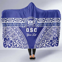 Personalised Queen Salote College Hooded Blanket Kolisi Fefine 100th Anniversary Kupesi Blue - Polynesian Pride