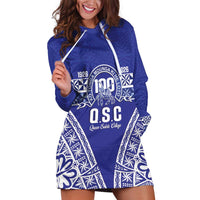 Personalised Queen Salote College Hoodie Dress Kolisi Fefine 100th Anniversary Kupesi Blue - Polynesian Pride