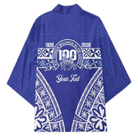Personalised Queen Salote College Kimono Kolisi Fefine 100th Anniversary Kupesi Blue - Polynesian Pride
