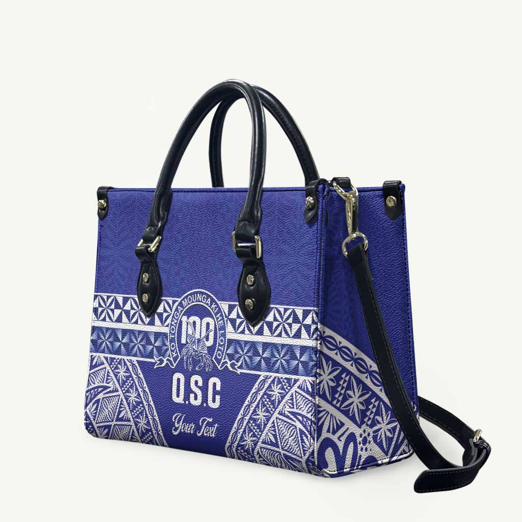 Personalised Queen Salote College Leather Bag Kolisi Fefine 100th Anniversary Kupesi Blue - Polynesian Pride