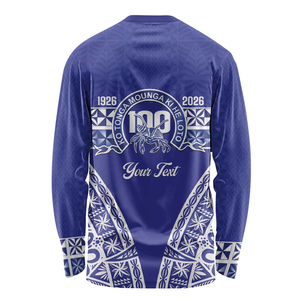 Personalised Queen Salote College Long Sleeve Shirt Kolisi Fefine 100th Anniversary Kupesi Blue - Polynesian Pride