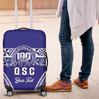 Personalised Queen Salote College Luggage Cover Kolisi Fefine 100th Anniversary Kupesi Blue - Polynesian Pride