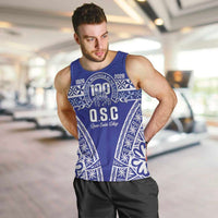 Personalised Queen Salote College Men Tank Top Kolisi Fefine 100th Anniversary Kupesi Blue - Polynesian Pride