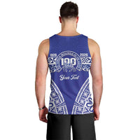 Personalised Queen Salote College Men Tank Top Kolisi Fefine 100th Anniversary Kupesi Blue - Polynesian Pride