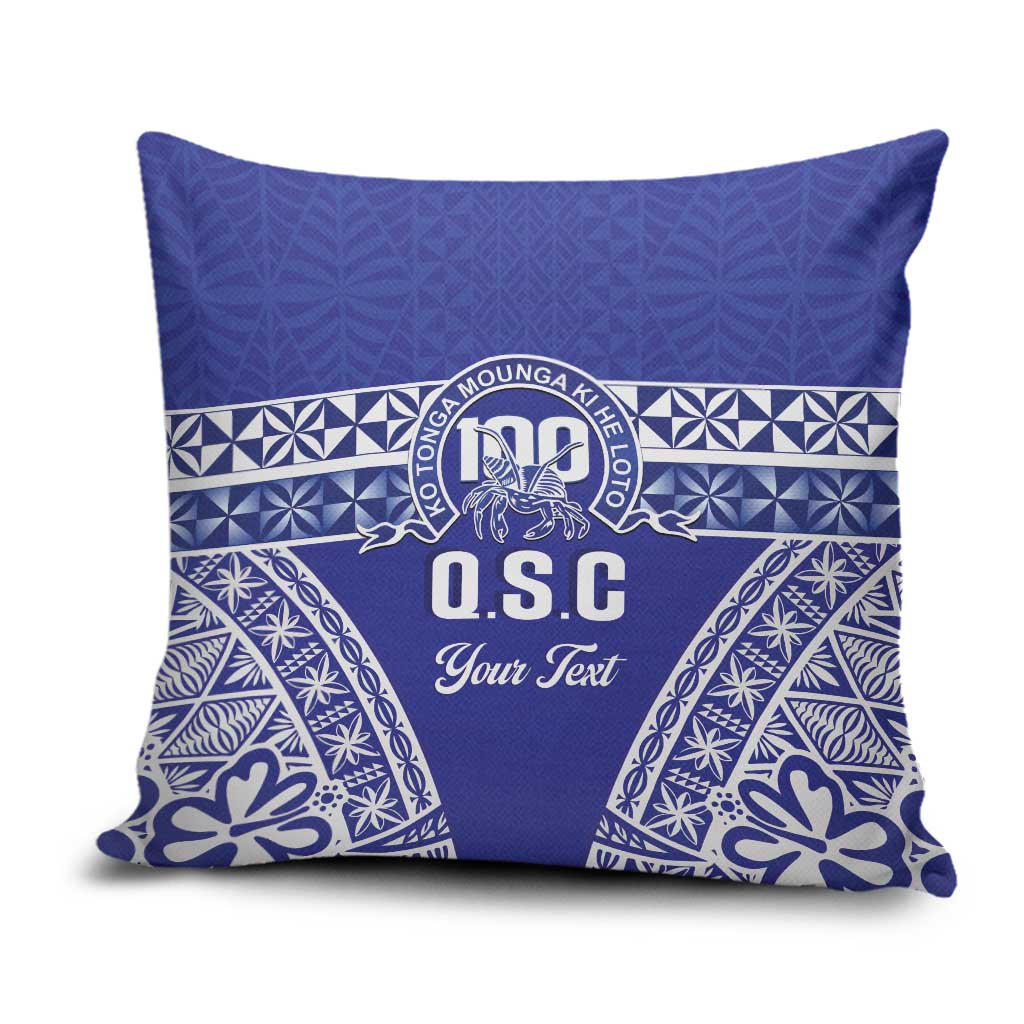 Personalised Queen Salote College Pillow Cover Kolisi Fefine 100th Anniversary Kupesi Blue - Polynesian Pride